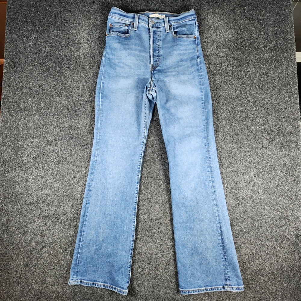 Levi's Ribcage Boot Cut Jeans Women 30x33 Fit 28×31 Blue High Rise Button Fly